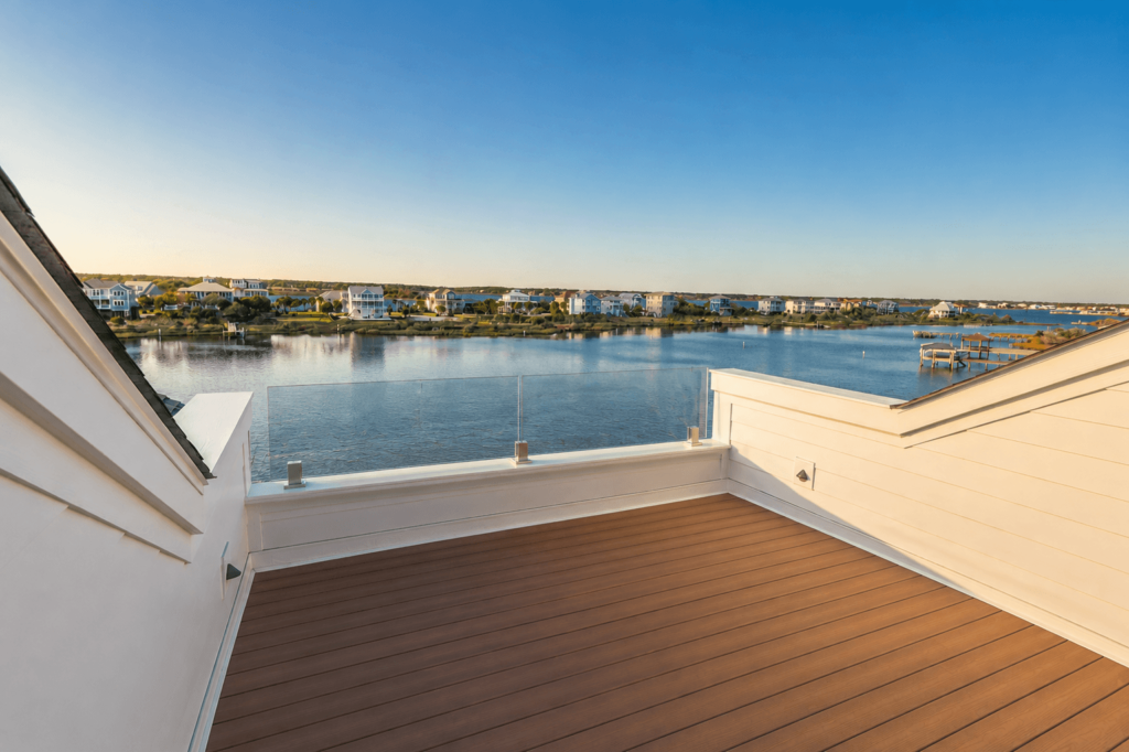 Rooftop deck overlooking a North Carolina coastal waterway.